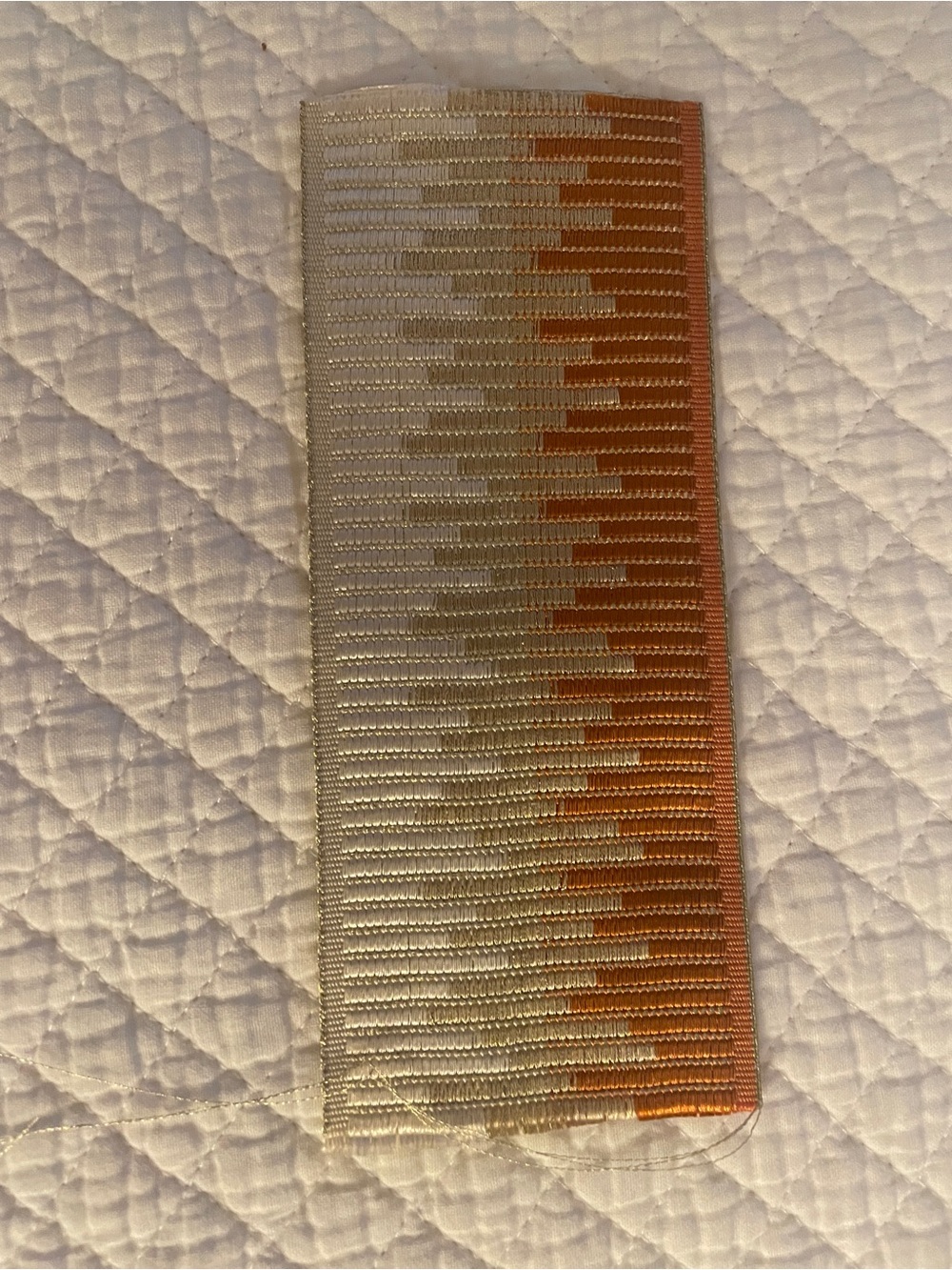Two-Tone Metallic Jacquard Ribbon Trim in Gold and Copper 2.5 wide , 24”long